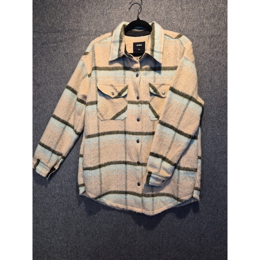 Women's Cotton On Plaid Shacket Sm Oversized Cabin Grandmacore Granola Cottage